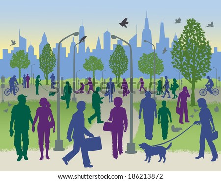 People Walking in a City Park
