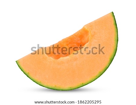 Slice cantaloupe melon isolated on white background. Royalty-Free Stock Photo #1862205295