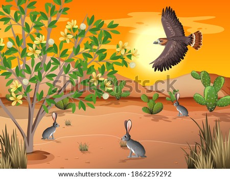 Wild desert landscape at daytime scene illustration