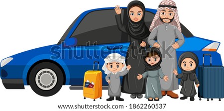 Arabian family on holiday illustration