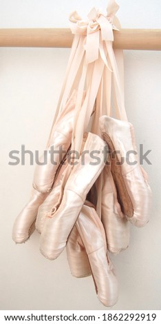 Ballet pointe shoes used a lot. Close-up.        