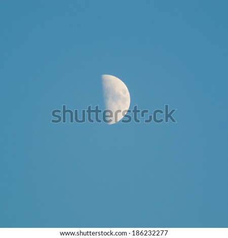 close up moon on blue sky. 
