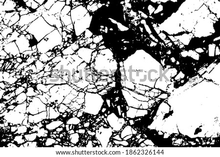 Black and white marble cracks simple texture. Vector illustration.