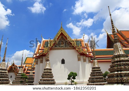 Wat Phra Chetuphon ,Wat Pho - Temple of the Reclining Buddha, Bangkok Thailand. stock photo  