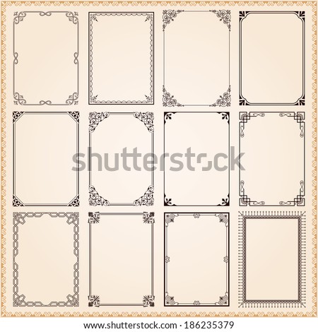 Decorative vintage frames and borders set vector Royalty-Free Stock Photo #186235379