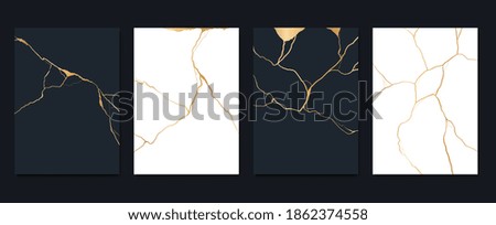Gold kintsugi cover design vector. Luxury golden marble texture. Crack and broken ground pattern for wall arts, home decoration, print and wallpaper. Royalty-Free Stock Photo #1862374558
