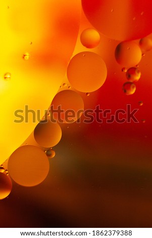 Photograph of bright colourful oil drops on the surface of water