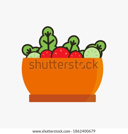 a bowl of healthy salad cartoon character logo