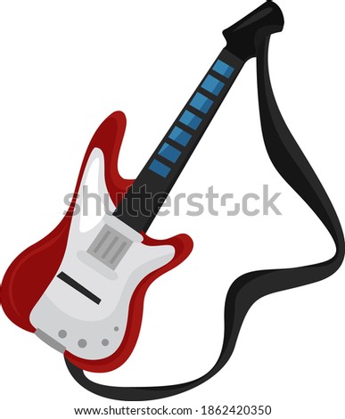 Electric guitar, illustration, vector on white background.