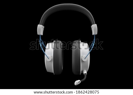 3D rendering of gaming headphones with microphone on black background with clipping path. Concept of cloud gaming and game streaming services