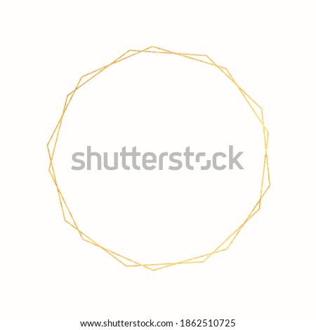 Modern minimalist gold geometric frame is perfect for creating your unique design of logo, greeting cards, Christmas greeting cards, wedding or party invitations.