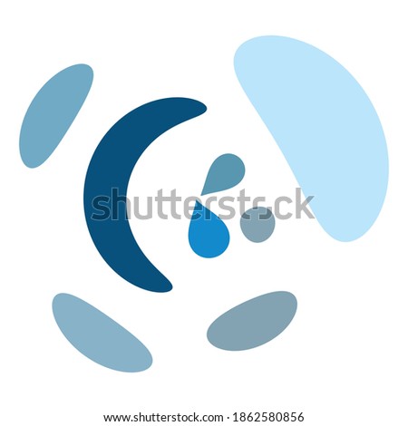 Aqua, water blue Smudged, smeared circular stain spot. Ink blot, blotch. Speckle, splat and splatter. Splashing liquid, gel, fluid vector illustration