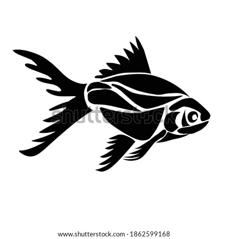 Fish in outline style isolated on white background. Sea animals symbol stock vector illustration