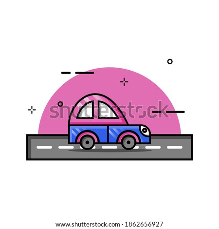 Car in the traffic illustration. Easy to edit with vector file. Can use for all your graphic design content. Especially about automotive.