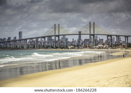 City of Natal beach with Navarro Bridge, Brazil