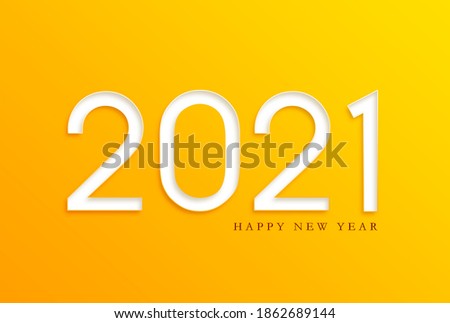 Happy new year 2021.Text on orange background.