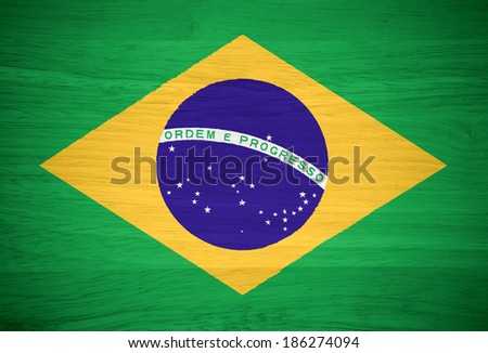 Brazil flag on wood texture