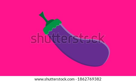 eggplant on a pink background, vector illustration. purple eggplant. vegetable for salad and eating. vegetarian food. weight loss and weight loss.