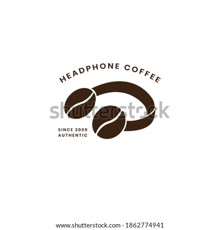 logo coffee bean double meaning with headphone object
