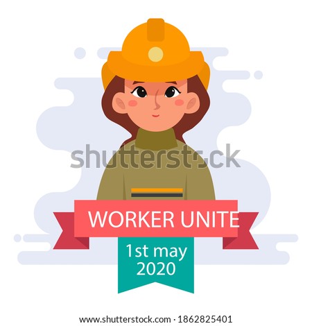 Labour day white picture engineer woman worker - Vector