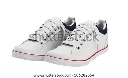 White pair of sport sneakers  Royalty-Free Stock Photo #186282554