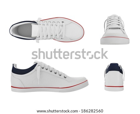 White pair of sport sneakers from four side Royalty-Free Stock Photo #186282560