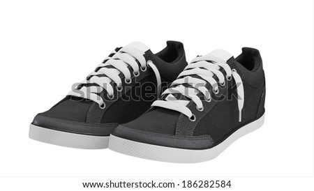 Dark grey pair of sport sneakers  Royalty-Free Stock Photo #186282584