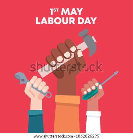 Labour day red picture mechanic worker - Vector