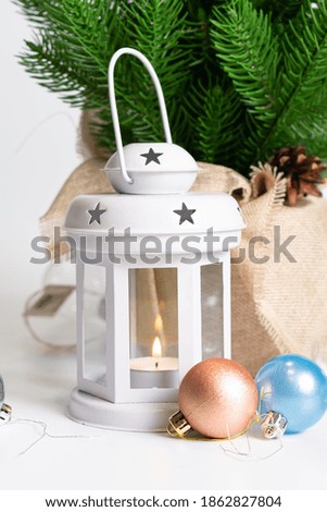 Christmas background. Christmas tree, balls, lights and decorations
