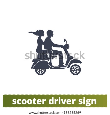 Scooter icon: couple vector sign.
