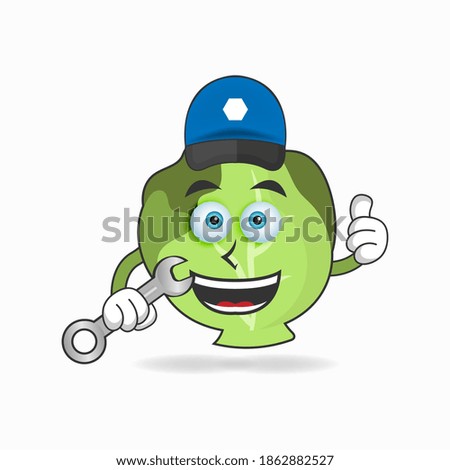 The Cabbage mascot character becomes a mechanic. vector illustration