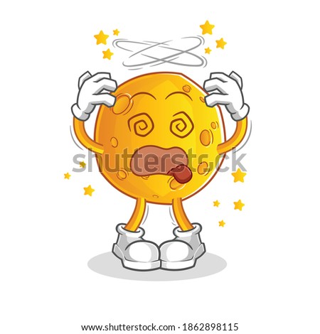 moon dizzy head mascot. cartoon vector
