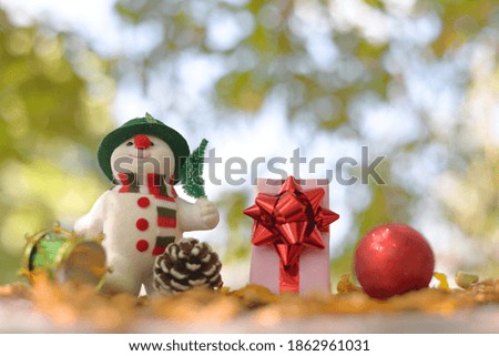 Snowman with gift box Celebration concept.