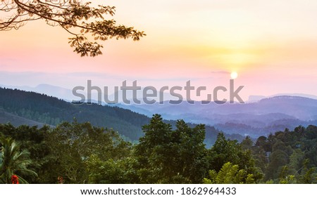 The picture of sunrise time it shines brightly. Kandy area  ,Sri Lanka.