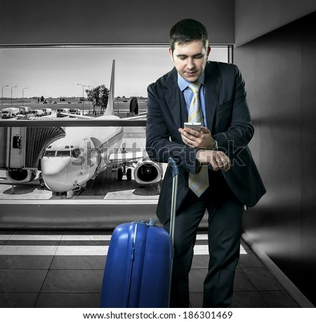 Businessman with baggage in airport