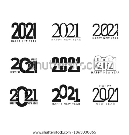 Set of 2021 Happy New Year logo text design vector template. Collection of 2021 Happy New Year text illustration isolated on white background.