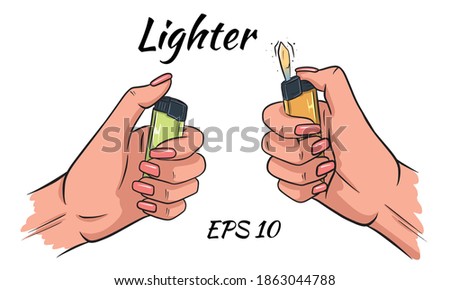 Lighter in the hands of a set.