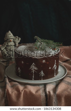 Chocolate cake with Christmas decor