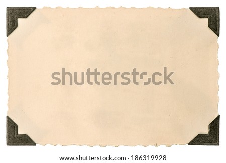 old photo card with corner isolated on white background