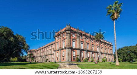 Naples, Italy - built in 1742, and located on the top of the Capidimonte district, the Palace of Capodimonte is a fine example of Bourbon palazzo, and one of the main landmarks in Naples Royalty-Free Stock Photo #1863207259