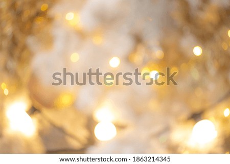 Yellow bokeh from light decoration christmas day for abstract background. blurred picture