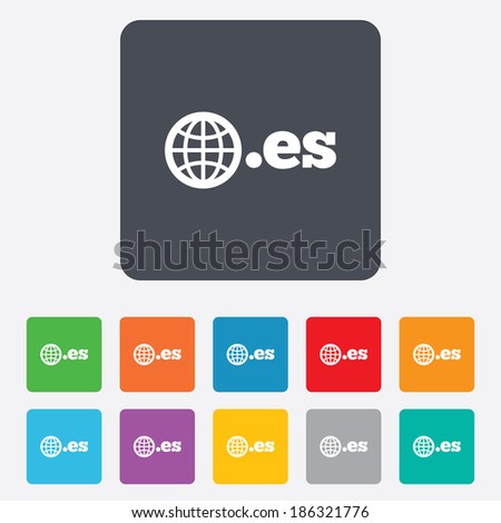 Domain ES sign icon. Top-level internet domain symbol with globe. Rounded squares 11 buttons. Vector