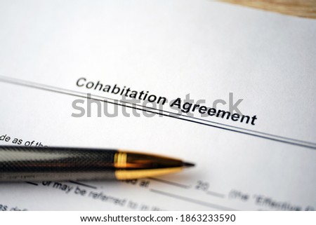 Legal document Cohabitation Agreement on paper with pen. Royalty-Free Stock Photo #1863233590