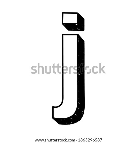 J letter hand-drawn symbol. Vector illustration of a small English letter j. Hand-drawn black and white  Roman alphabet letter j typographic symbol. Can be used as a logo, icon