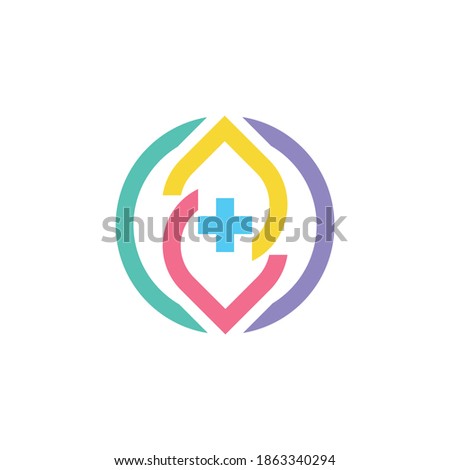 Health logo with plus sign and infinite water logo