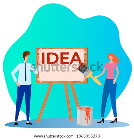 New idea.Brainstorming and searching for ideas.Working together and discussing issues.Flat illustration.