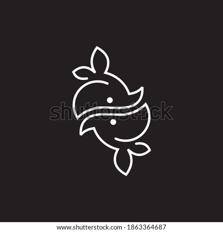 the concept of a simple, unique, creative combination of two fish logo