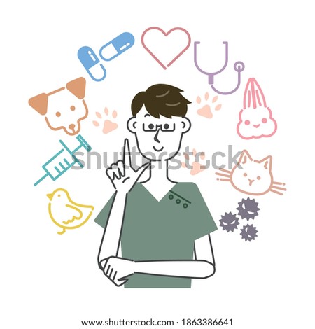 Veterinary clinic icon and veterinarian man