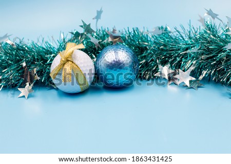 Golf Christmas with ornament on blue baackground
