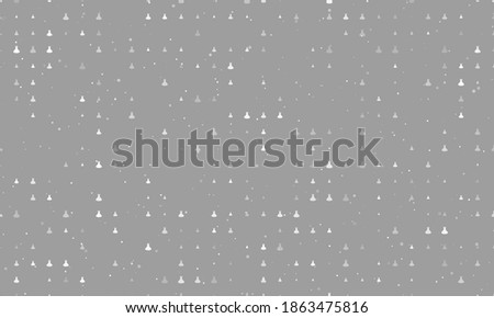 Seamless background pattern of evenly spaced white flared dress symbols of different sizes and opacity. Vector illustration on grey background with stars
